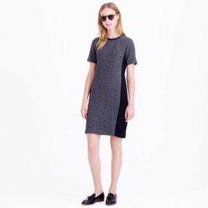 J. Crew Wool Houndstooth Black Panel Dress